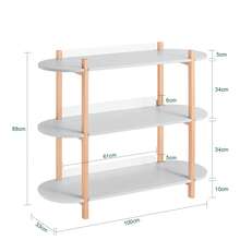 SoBuy Bookshelf Multifunctional Shelf Standing Shelf With 2 Shelves Coffee Table Sideboard Grey And Natural WHT Approx. 100x88x33cm HSTR01-H-HG - Grey - View 3