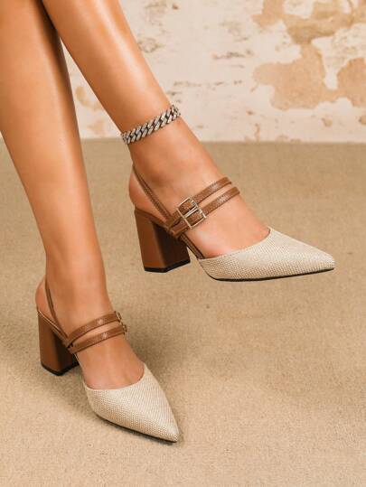 Fall/Winter 2025 Women's Pointed Toe Mule High Heel Sandals, Apricot Color Elegant Dressy Slip-On Shoes, Versatile For Party And Daily Wear With Dresses, Elegant, Women Pumps,Elegent