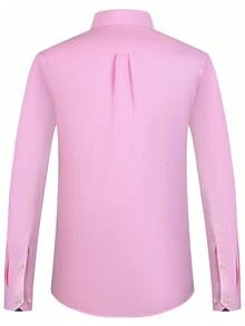 Grey Oxford Shirts For Men Long Sleeve Mens Dress Shirts Casual Button Down Shirts With Front Pocket Regular Fit For Spring/Fall - Pink - View 2