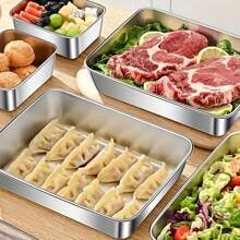 Juego de 2 bandejas de hornear cuadradas de acero inoxidable con tapa, aptas para preparar comidas y picnics al aire libre, fiambreras, contenedores de alimentos portátiles con tapa hermética y a prueba de fugas. Adecuado para aulas, universidades, oficinas, campamentos y picnics, organizadores y almacenamiento de cocina, accesorios de cocina, regalos de Navidad