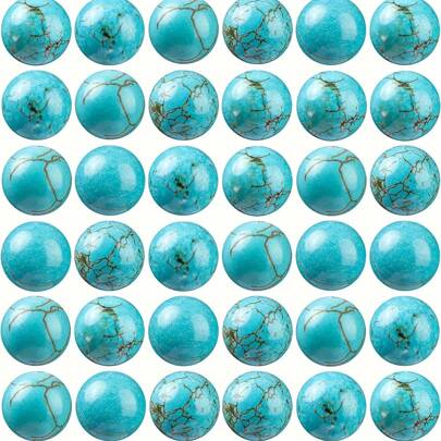 50/500pcs Natural Turquoise Beads, 4-10mm Round Gemstone, Loose Beads With Elastic Cord, For Bracelet And Necklace DIY