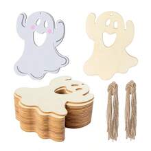 10 sztuk drewnianych dekoracji w kształcie duchów w klimacie Halloween, ozdoby wiszące, rekwizyty do dekoracji miejsc, karnawał graffiti