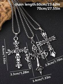 1 件复古哥特式十字架吊坠项链，适合男女日常佩戴，长链配饰，节日、生日、复活节、毕业典礼、父亲节礼物，男士项链，男士珠宝，链式项链
