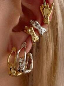 2pcs Women Fashion Unique Body Shape Stud Earrings, Luxury Versatile Hypoallergenic Earrings For Party & Daily Wear, Jewelry Gift