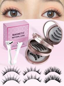 MAGEFY 3 Paar CC Locken Magnetische Fake Wimpern Set, mit wiederverwendbarem Applikator + 5 rosa Wimpernbürsten, kein Kleber nötig, gestachelte Manga Wimpern, 1 Stück Wimpern Applikator, perfekt für nachlässige Leute, natürliche Manga Wimpern Applikator, natürliche Wimpern gemischtes Design, 3D Volumen Fake Wimpern Strips für einen charmanten aufgehellten Blick, Wimpernverlängerungs-Set, Geschenke für Frauen, Sommer Reiseaccessoires