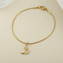 1pc Stainless Steel Fine Round Snake Chain Bracelet For Women, With 26 Alphabet Friendship Bracelet, Elegant Accessory Gift For Graduation, Holiday, All Year Round