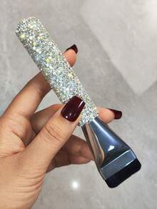 1pc Flat Head Pink Foundation Brush, High-End Rhinestone Decorated Liquid Foundation Makeup Brush, Lightweight & Portable, Suitable For Liquid Products, Fashionable Gift - Multicolor - View 15