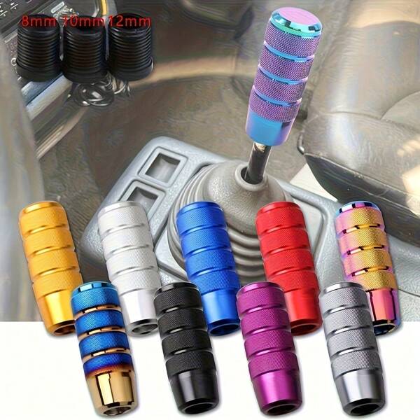 1 pezzo Pomello del cambio zigrinato per auto, Pomello del cambio manuale universale con 3 adattatori in gomma filettati, adatto per vari modelli di veicoli