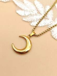 1 colar estiloso de aço inoxidável com cruz de olho de demônio e lua para mulheres