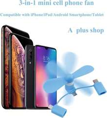 A Plus Cell Phone Fan 3-In-1 Mobile Phone Fans Compatible With//Android Smartphone/Tablet Fit Micro USB/Type C/Port Fan Colorful And Powerful Fans(6-Pack)