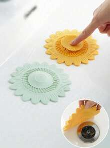 4 pezzi di filtro a spinta per il lavandino a forma di fiore, 1 pezzo di filtro a spinta per il lavandino a forma di fiore, copertura dello scarico del lavandino a forma di fiore, filtro per capelli e tappo dello scarico, tappo dello scarico deodorante, scarico a forma di girasole con funzione deodorante, adatto per vasca da bagno, lavandino, cucina, accessori per il bagno