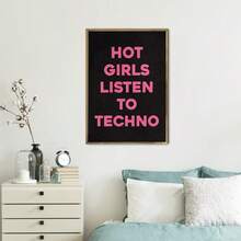 Set de 1 pieza/3 piezas Impresiones de arte de pared de lienzo con diseño de texto de moda moderno, "Chicas escuchando ", regalo único y original, muy adecuado para decoración de sala, baño, dormitorio, estudio, pasillo, oficina, apartamento, Sin marco/Enmarcado