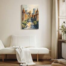 1pc Framed Canvas Poster, Cityscape, Classical Architecture, Watercolor Impression Style Wall Art Canvas Paintings, Ideal Gift For Bedroom Living Room Corridor, Wall Art, Wall Decor, Winter Decor, Room Decoration, 2D Flat Print, Not 3D - Multicolor - View 4