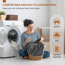 Local Delivery--Twin Sheet For Air Mattress, 18'' Deep Soft Air Mattress Sheets- Inflatable Without Removal, Breathable Air Bed Mattress Cover Topper Protector, Fitted Sheet Full With Elastic Loop Hem, Gray - Twin - View 5