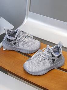 1pair Breathable Athletic Sneakers For Infant/Toddler Boys/Girls, Spring & Autumn - Grey - View 2