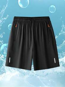 Men's Ice Silk Sports Shorts, Outdoor Casual Quick-Dry Knee Length Bottoms