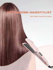 Chapinha de titânio extra grande, 1 peça, com visor LCD, aquecimento rápido, chapinha de cerâmica de dupla voltagem, desligamento automático, com luva e 2 presilhas