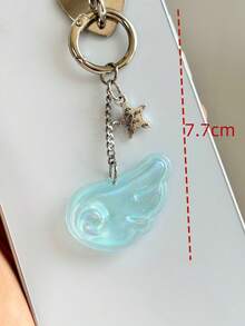 1 件女士时尚韩国独立甜美星星闪光天使翅膀钥匙扣、手机壳、耳机壳、包包饰品 - 藍色 - 查看 2