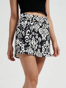 女士春夏时尚休闲简约百搭嬉皮/波西米亚风格舒适休闲印花时尚短裙裤