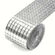 5x5毫米自粘迪斯科陶瓷马赛克瓷砖，方形马赛克镜面片，工艺玻璃镜条，方形镜面马赛克瓷砖，适用于室内/室外装饰、DIY艺术拼贴画、花瓶、杯子、相框和其他工艺家居装饰、返校房间装饰、学习用品