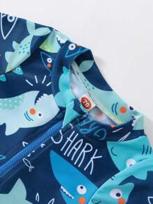 Nuevo traje de baño de una pieza con estampado de animales para bebés y niños pequeños, traje de baño de secado rápido para niños, traje de buceo de verano, protección solar