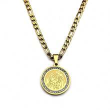 Christian Mother Of Jesus Medallion Pendant Necklace For Women Men's Gold/Silver Color Stainless Steel Rhinestone Chain Jewelry - Necklace - View 8