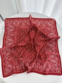 1 件女士优雅/复古时尚印花薄款仿丝围巾/缎面方形围巾、头巾、女士颈巾、披肩