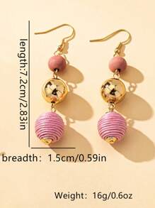 1 Par de Pendientes de Aro con Cuentas de Madera para Mujer, Colores Otoño/Invierno, Apropiados para Uso Diario
