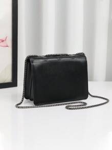 Bolsa de Ombro Acolchoada de Couro Sintético Bordada da Moda para Mulheres com Corrente Metálica, Adequada para Ir e Vir do Trabalho, Compras, Presentes, Encontros, Porta-Celular