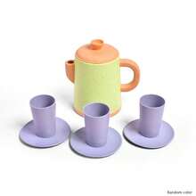 幼儿过家家茶具套装、婴儿厨房玩具套装、草编茶壶和杯子套装、女孩礼物（颜色随机）