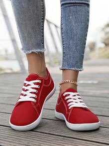 Spring/Summer New Simple Comfortable Wide-Toe Casual Sports Shoes, Unisex Low-Top Solid Color Breathable Flat Sneakers For Daily Casual Wear