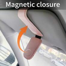 2 Pack Sunglasses Holder For Car Visor,  Leather Magnetic Sunglass Holder For Car With Clip,  Pink