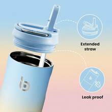 New-88  Insulated Water Bottle 24oz  Straw Lid And Handle For Sports Travel Gym Stainls Steel Water Bottl Double-Wall Vacuum Metal Le Proof - - 藍色黃色粉紅色 - 查看 2