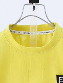 2 pezzi / set Outfit estivo per bambini, maglietta a maniche corte e pantaloncini per bambini e bambine, tuta casual sportiva gialla per bambini piccoli e neonati - Giallo - Visualizzare 3