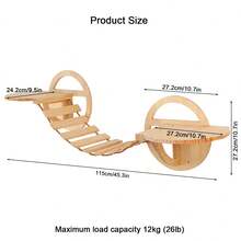 木制猫墙桥、壁挂式猫爬架、猫浮动楼梯、猫墙栖木、猫梯树架、猫吊床，适用于 DIY 猫墙家具，易于组装，最大承重 12 公斤（26 磅）