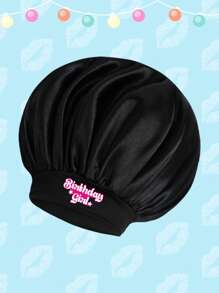 1 Stück Seiden-Haube mit Buchstaben-Muster, Geburtstagsparty Schlaf-Haarnetz, Kopfbedeckung zum Schutz des Haares, Haube für Zöpfe, Geschenkidee für tägliche Haarpflege