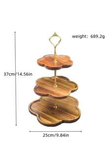 跨境2/3层花形零食甜品展示架，简约极简设计，2层放水果，3层放面包、糖果、寿司，木质盘子