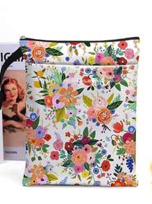 1 Pc Book Sleeve For Book Lovers With Zipper Protector Paperback Cover,Book Cover Gifts,Wildflowers Pattern Book Pouch Gifts For Women Birthday Graduation Gifts,Back To School,School Supplies
