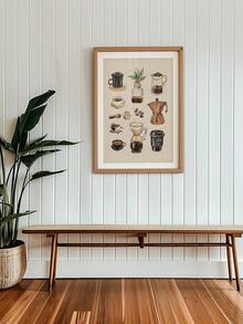 1件裝飾畫布牆面藝術，咖啡海報，裝飾藝術咖啡指南海報展示各種咖啡種類 - 濃縮咖啡、拿鐵、卡布奇諾 - 廚房牆面裝飾，咖啡愛好者禮物，家居裝飾 - 垂直，牆面藝術 - 彩色 - 查看 11