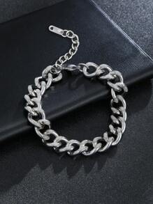 1pc Fashionable And Popular Men Luminous Men's Stainless Steel Charm Bracelet Glow In The Dark Minimalist Decoration Hip-Hop Style Birth Year For Jewelry Gift And For A Stylish Look