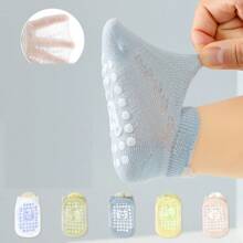 5 Pairs Assorted Baby Socks, Summer Children Thin Breathable Ankle Socks For Newborns, Toddlers, Net Design
