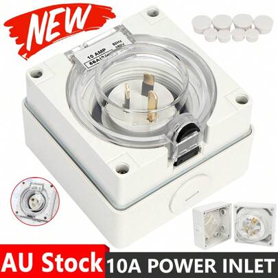 SAA 3 Pin 10 Amp 10A Power Inlet Weatherproof IP66 For Motorhome Caravan RV 250V