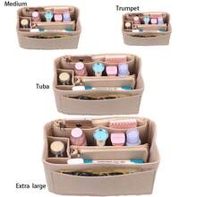 1 件 XL/L/M/S 多功能可扩展内衬袋化妆包盥洗包桌面收纳盒返校用品 - 米色 - 查看 4