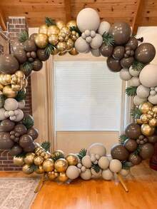180pcs Beige, Coffee, Brown Balloon Arch Decoration Set, Suitable For Birthday Party, Baby Shower, Christening, Country Wedding, Bridal Shower And More Occasions - Multicolor - View 1