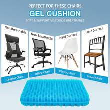 Gel Seat Cushion For Long Sitting, (2.4 Inch Extra Thick Cushion) Egg Sitter Gel Cushion, Soft&Breathable Pressure Relief Seat Cushions, Gel Pad For Chair - 藍色 - 查看 7