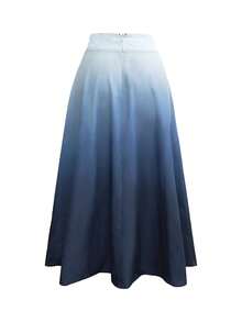 女士秋季 A 字型腰带户外渐变色中长裙。 - 藍色 - 查看 4