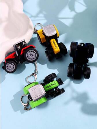 1个创意可爱彩色玩具汽车模型拖拉机钥匙扣，包包装饰挂件