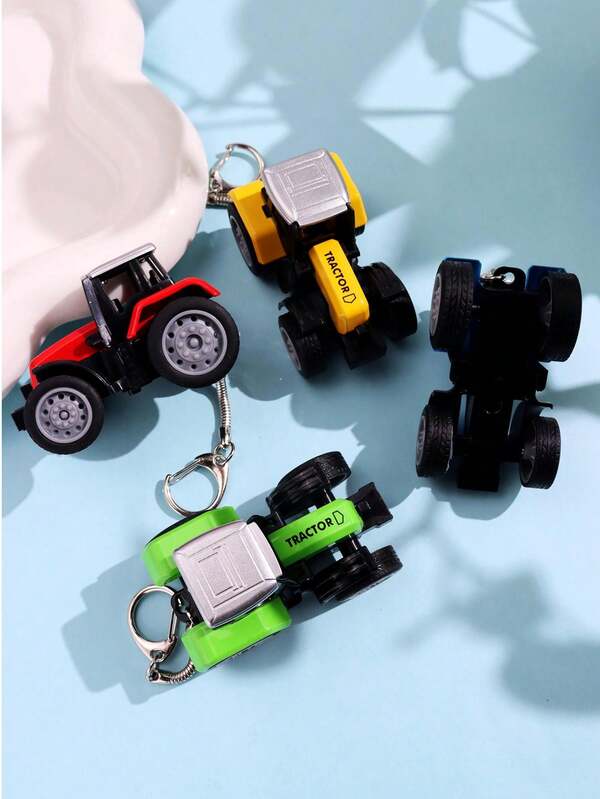 1 pieza Llavero creativo y lindo de carro de juguete colorido modelo tractor, decoración de bolso, regalo de Navidad