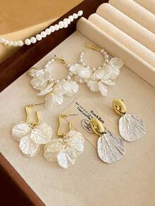 3 件/套简约复古珍珠设计耳钉，优雅百搭的珠宝套装，适合女性日常和节日佩戴 - 彩色 - 查看 10