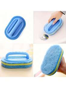 1 pièce Nettoyant pour douche | Éponge à main ergonomique, design bicolore - Brosse de nettoyage manuelle multifonctionnelle, convient pour baignoire, cuisine, salle de bain et plus - Idéal pour nettoyer les carrelages, les marmites, les taches, les accessoires de salle de bain